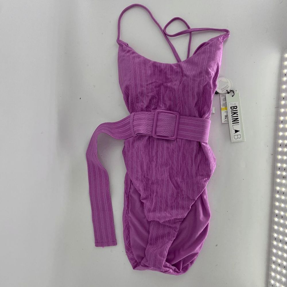 BikiniLab women's fuschia one piece belted bathing suit womens m